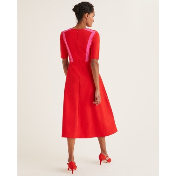 Boden Emily Ponte Midi Dress Red Fit and Flare NWT Size 14 L Long Tall - Picture 2 of 16